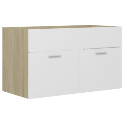 vidaXL Waschbeckenunterschrank Weiß Sonoma-Eiche 80x38,5x46 cm