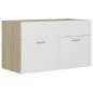 vidaXL Waschbeckenunterschrank Weiß Sonoma-Eiche 80x38,5x46 cm vidaXL Waschbeckenunterschrank Weiß Sonoma-Eiche 80x38,5x46 cm