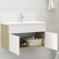 vidaXL Waschbeckenunterschrank Weiß Sonoma-Eiche 80x38,5x46 cm vidaXL Waschbeckenunterschrank Weiß Sonoma-Eiche 80x38,5x46 cm