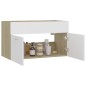 vidaXL Waschbeckenunterschrank Weiß Sonoma-Eiche 80x38,5x46 cm vidaXL Waschbeckenunterschrank Weiß Sonoma-Eiche 80x38,5x46 cm