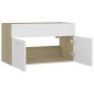 vidaXL Waschbeckenunterschrank Weiß Sonoma-Eiche 80x38,5x46 cm vidaXL Waschbeckenunterschrank Weiß Sonoma-Eiche 80x38,5x46 cm