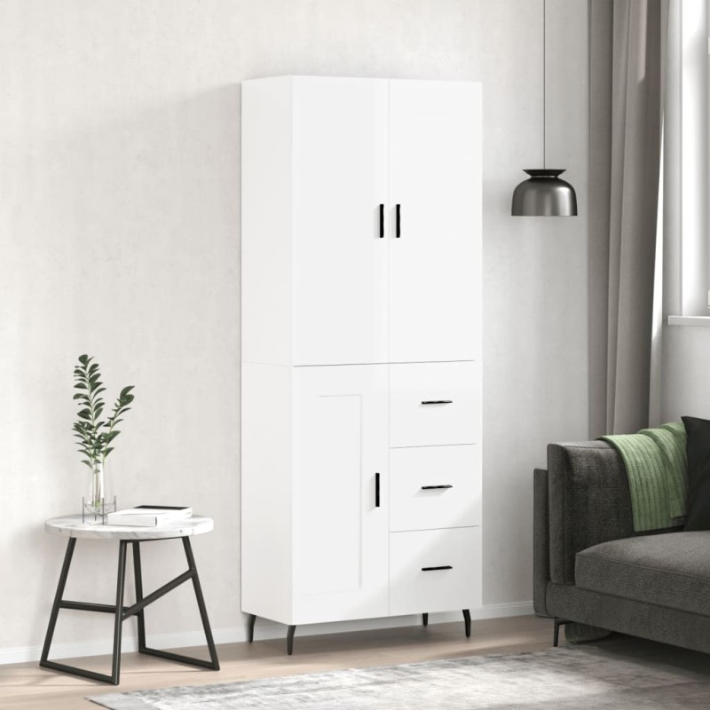 Highboard Hochglanz-Weiß 69,5x34x180 cm Holzwerkstoff Highboard Hochglanz-Weiß 69,5x34x180 cm Holzwerkstoff