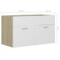 vidaXL Waschbeckenunterschrank Weiß Sonoma-Eiche 80x38,5x46 cm vidaXL Waschbeckenunterschrank Weiß Sonoma-Eiche 80x38,5x46 cm