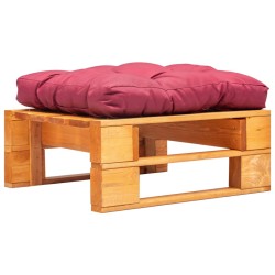 Garten-Palettenhocker mit Rotem Kissen Holz Honigbraun