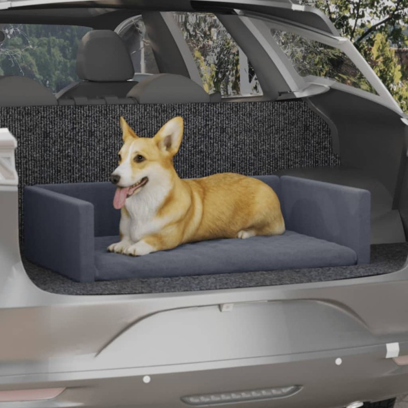 vidaXL Kofferraum-Hundebett Grau 90x60 cm Leinenoptik vidaXL Kofferraum-Hundebett Grau 90x60 cm Leinenoptik