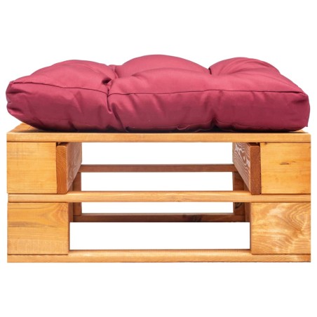 Garten-Palettenhocker mit Rotem Kissen Holz Honigbraun