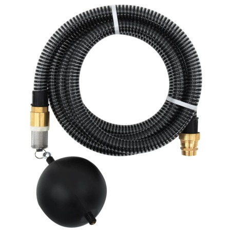 vidaXL Saugschlauch mit Messing-Anschlüssen Schwarz 1,1" 7 m PVC