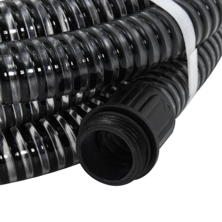 vidaXL Saugschlauch mit Messing-Anschlüssen Schwarz 1,1" 7 m PVC
