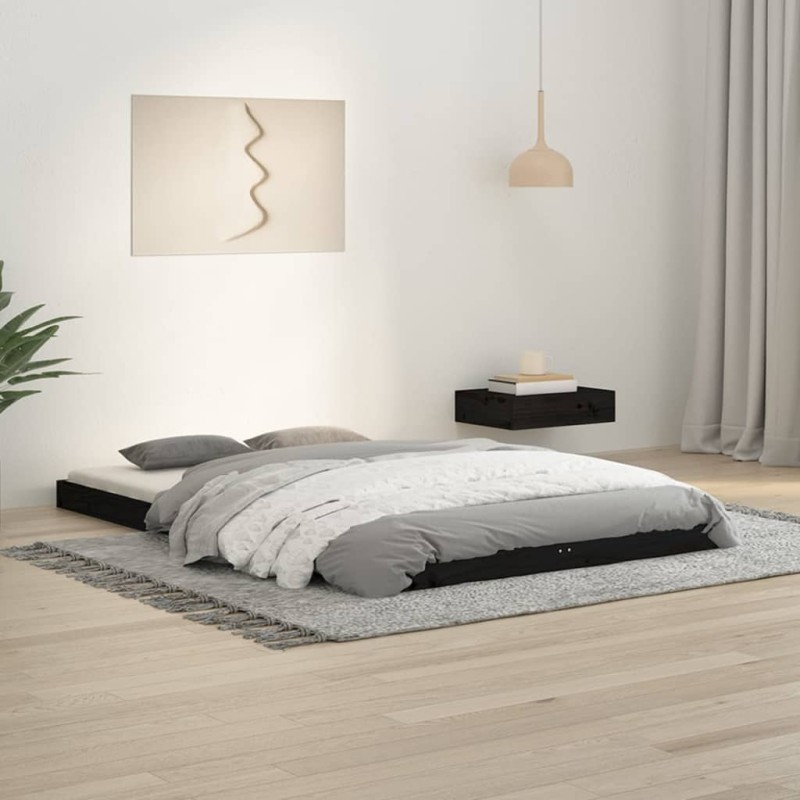 vidaXL Massivholzbett Schwarz 120x190 cm Kiefer