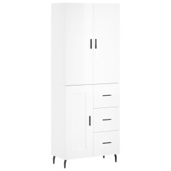Highboard Hochglanz-Weiß 69,5x34x180 cm Holzwerkstoff