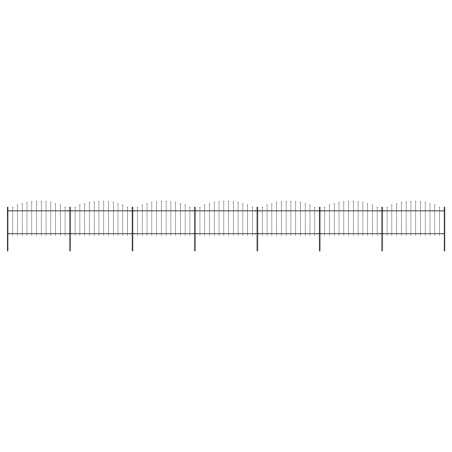 vidaXL Gartenzaun mit Speerspitzen Stahl (1,25 - 1,5) x 11,9 m Schwarz