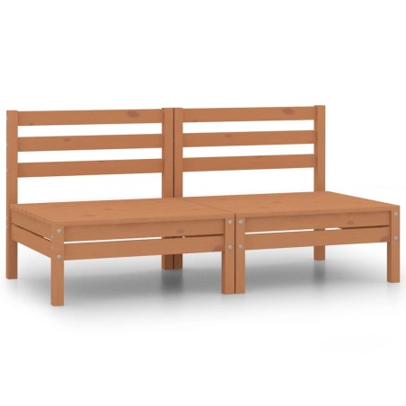 vidaXL Garten-Mittelsofas 2 Stk. Honigbraun Massivholz Kiefer