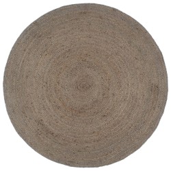 vidaXL Teppich Handgefertigt Jute Rund 240 cm Grau