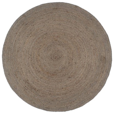 vidaXL Teppich Handgefertigt Jute Rund 240 cm Grau