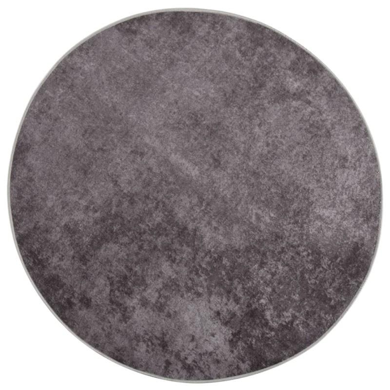 vidaXL Teppich Waschbar Grau φ120 cm Rutschfest vidaXL Teppich Waschbar Grau φ120 cm Rutschfest