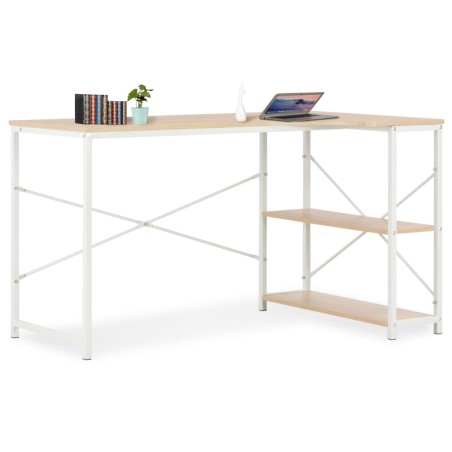 vidaXL Computertisch Weiß und Eiche 120x72x70 cm