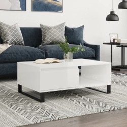 vidaXL Couchtisch Hochglanz-Weiß 90x60x35 cm Holzwerkstoff