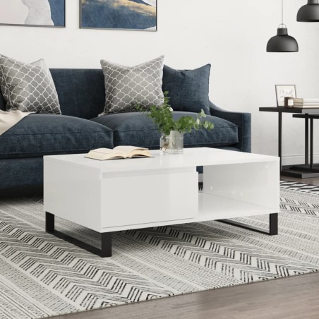 vidaXL Couchtisch Hochglanz-Weiß 90x60x35 cm Holzwerkstoff