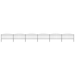 Gartenzaun mit Speerspitzen Stahl (0,5 - 0,75) x 10,2 m Schwarz