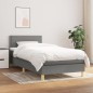 vidaXL Boxspringbett mit Matratze Dunkelgrau 90x200 cm Stoff vidaXL Boxspringbett mit Matratze Dunkelgrau 90x200 cm Stoff