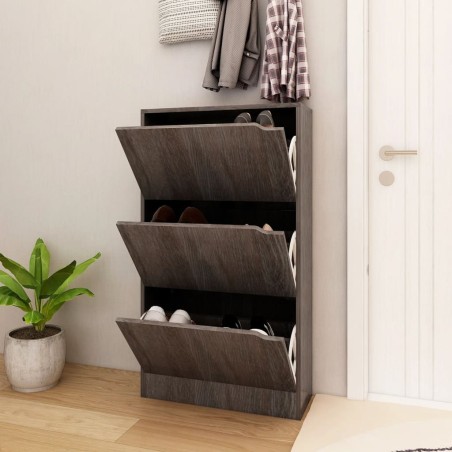 vidaXL Schuhschrank mit 3 Türen Grau Sonoma-Eiche 59x24x105cm