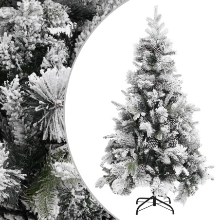 vidaXL Weihnachtsbaum mit Zapfen Beschneit 195 cm PVC & PE
