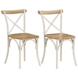 vidaXL Esszimmerstühle 2 Stk. Weiß Mango-Massivholz