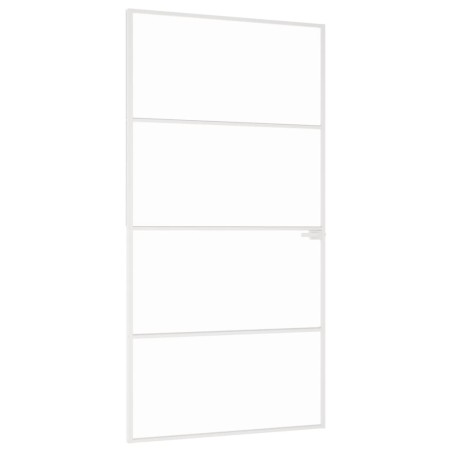 vidaXL Innentür Weiß 102x201,5 cm Hartglas & Aluminium Schlank