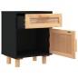 vidaXL Nachttisch Schwarz Massivholz Kiefer und Natur-Rattan vidaXL Nachttisch Schwarz Massivholz Kiefer und Natur-Rattan