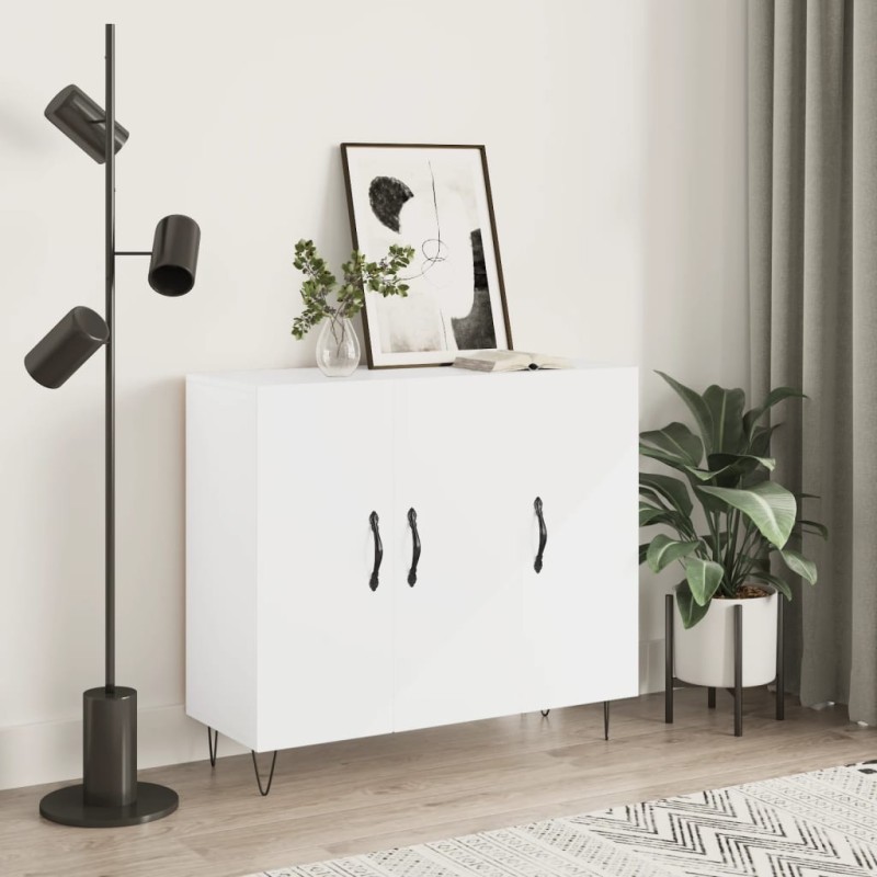 vidaXL Sideboard Hochglanz-Weiß 90x34x80 cm Holzwerkstoff vidaXL Sideboard Hochglanz-Weiß 90x34x80 cm Holzwerkstoff