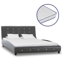 Bett mit Memory-Schaum-Matratze Grau Kunstleder 120×200cm