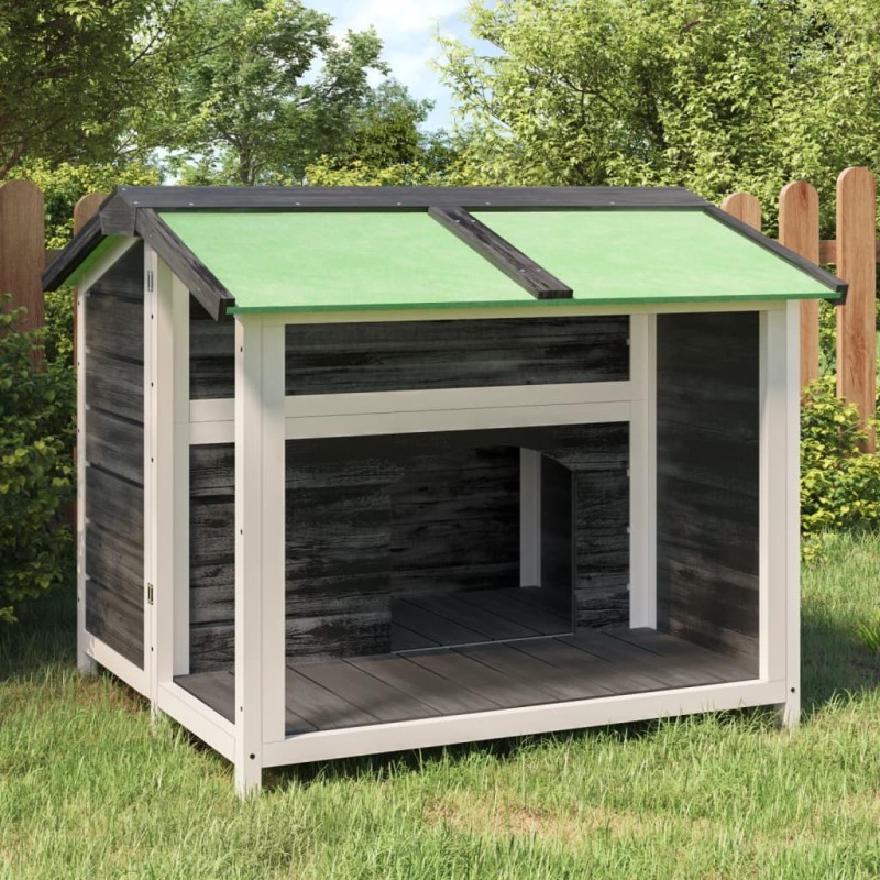 vidaXL Hundehütte Grau 96x87x80,5 cm Massivholz Kiefer vidaXL Hundehütte Grau 96x87x80,5 cm Massivholz Kiefer