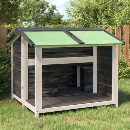 vidaXL Hundehütte Grau 96x87x80,5 cm Massivholz Kiefer