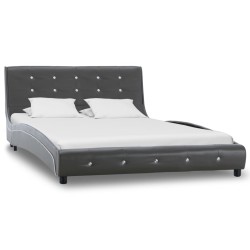 Bett mit Memory-Schaum-Matratze Grau Kunstleder 120×200cm