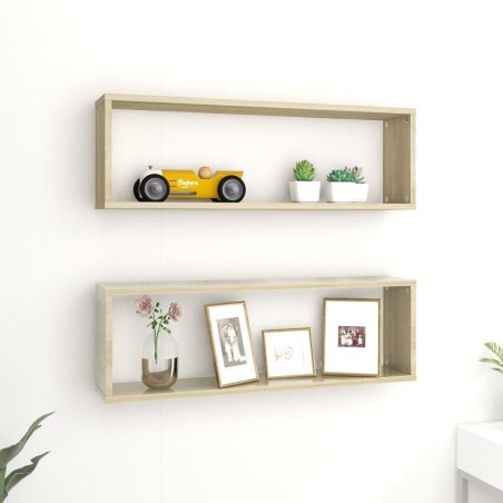 vidaXL Würfelregale 2 Stk. Sonoma-Eiche 80x15x26,5 cm Holzwerkstoff