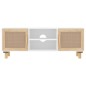 vidaXL TV-Schrank Weiß 105x30x40 cm Massivholz Kiefer Natur-Rattan vidaXL TV-Schrank Weiß 105x30x40 cm Massivholz Kiefer Natur-Rattan