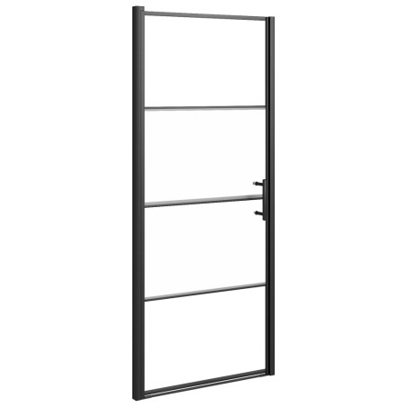 vidaXL Duschtür 91x195 cm Halbmatt Hartglas Schwarz