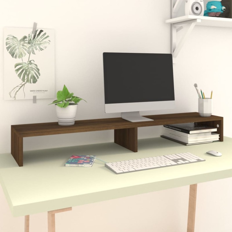 vidaXL Monitorständer Braun Eichen-Optik 110x23,5x9 cm Holzwerkstoff vidaXL Monitorständer Braun Eichen-Optik 110x23,5x9 cm Holzwerkstoff