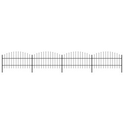 Gartenzaun mit Speerspitzen Stahl (0,75 - 1) x 6,8 m Schwarz