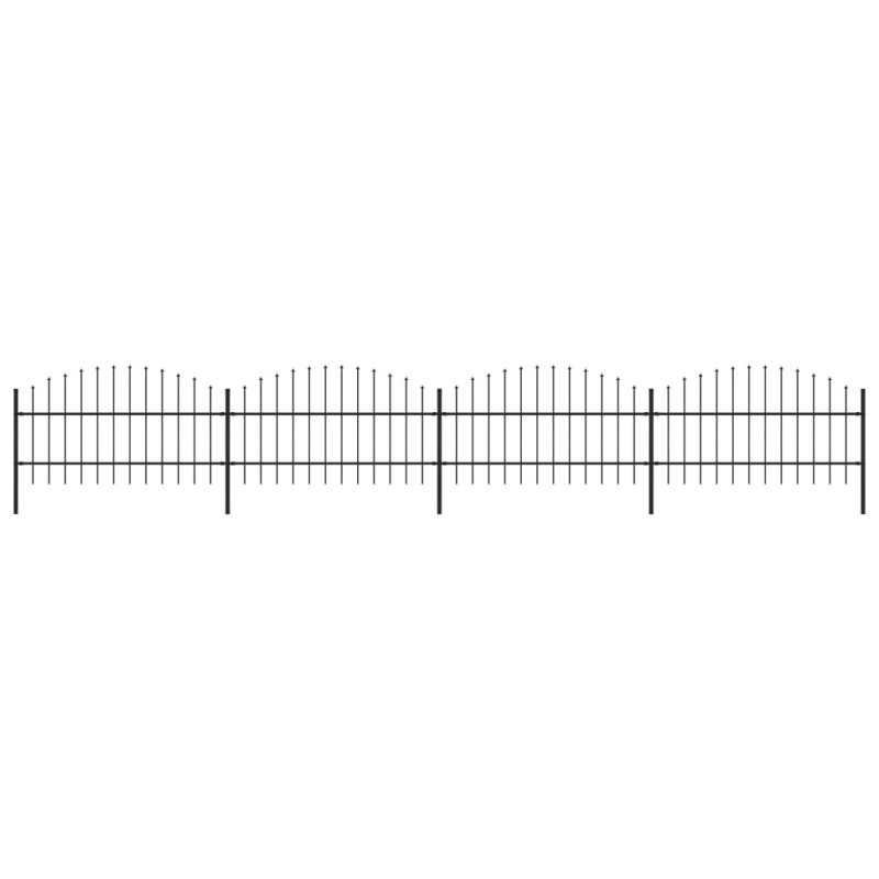 Gartenzaun mit Speerspitzen Stahl (0,75 - 1) x 6,8 m Schwarz Gartenzaun mit Speerspitzen Stahl (0,75 - 1) x 6,8 m Schwarz