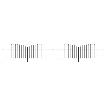 Gartenzaun mit Speerspitzen Stahl (0,75 - 1) x 6,8 m Schwarz