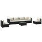 vidaXL 7-tlg. Garten-Lounge-Set mit Kissen Poly Rattan Schwarz vidaXL 7-tlg. Garten-Lounge-Set mit Kissen Poly Rattan Schwarz