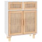 vidaXL Sideboard Weiß 60x30x75 cm Massivholz Kiefer und Natur-Rattan vidaXL Sideboard Weiß 60x30x75 cm Massivholz Kiefer und Natur-Rattan