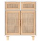 vidaXL Sideboard Weiß 60x30x75 cm Massivholz Kiefer und Natur-Rattan vidaXL Sideboard Weiß 60x30x75 cm Massivholz Kiefer und Natur-Rattan