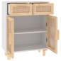 vidaXL Sideboard Weiß 60x30x75 cm Massivholz Kiefer und Natur-Rattan vidaXL Sideboard Weiß 60x30x75 cm Massivholz Kiefer und Natur-Rattan