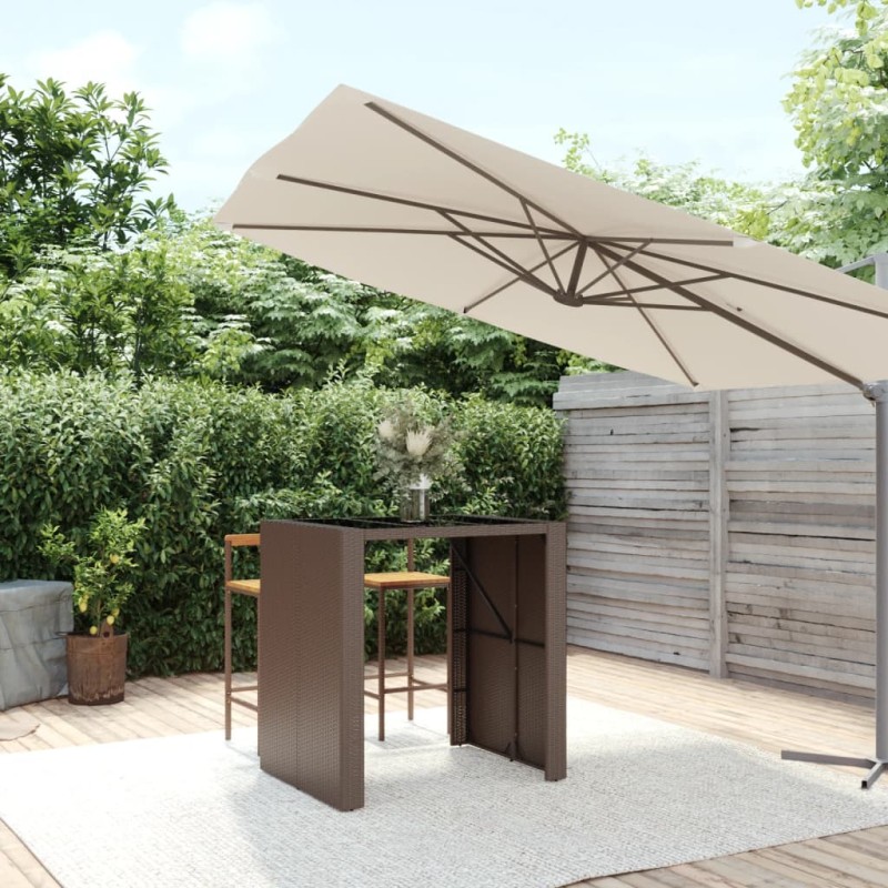 vidaXL Bartisch mit Glasplatte Braun 105x80x110 cm Poly Rattan vidaXL Bartisch mit Glasplatte Braun 105x80x110 cm Poly Rattan