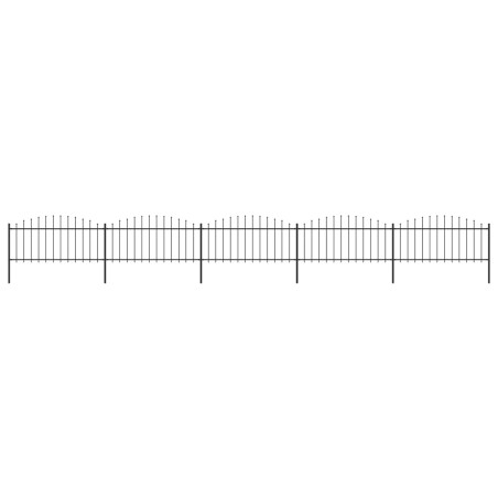 Gartenzaun mit Speerspitzen Stahl (0,5 - 0,75) x 8,5 m Schwarz