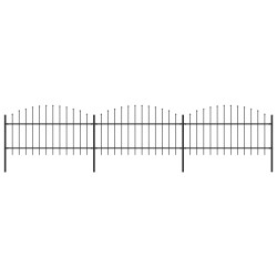 Gartenzaun mit Speerspitzen Stahl (1 - 1,25) x 5,1 m Schwarz