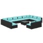 vidaXL 13-tlg. Garten-Lounge-Set mit Kissen Schwarz Poly Rattan vidaXL 13-tlg. Garten-Lounge-Set mit Kissen Schwarz Poly Rattan
