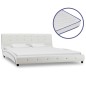vidaXL Bett mit Memory-Schaum-Matratze Weiß Kunstleder 160x200cm vidaXL Bett mit Memory-Schaum-Matratze Weiß Kunstleder 160x200cm